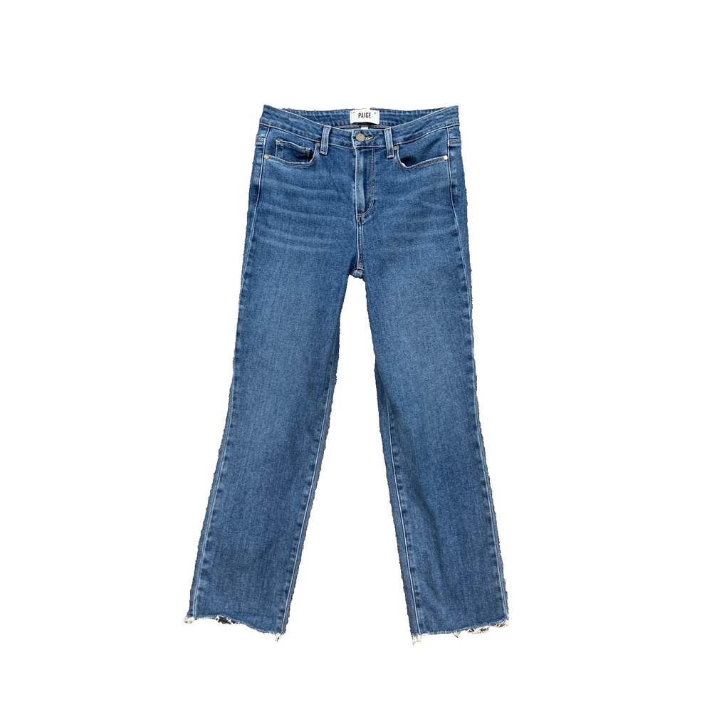 Paige Jeans Womens 28 Denim Jacqueline Straight Whiskered Frayed Hem Pocket Crop
